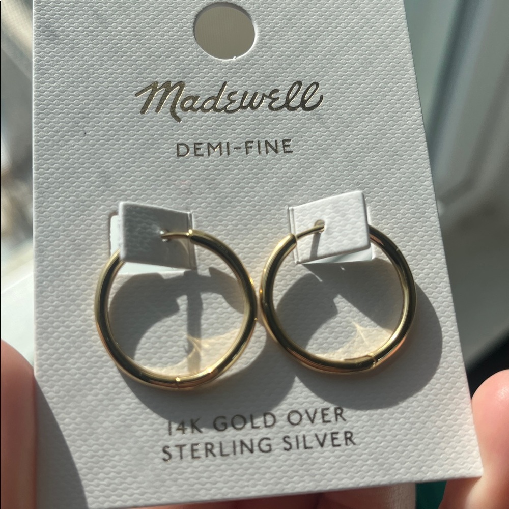 Madewell Gold Demi-Fine Medium Hoop Earrings